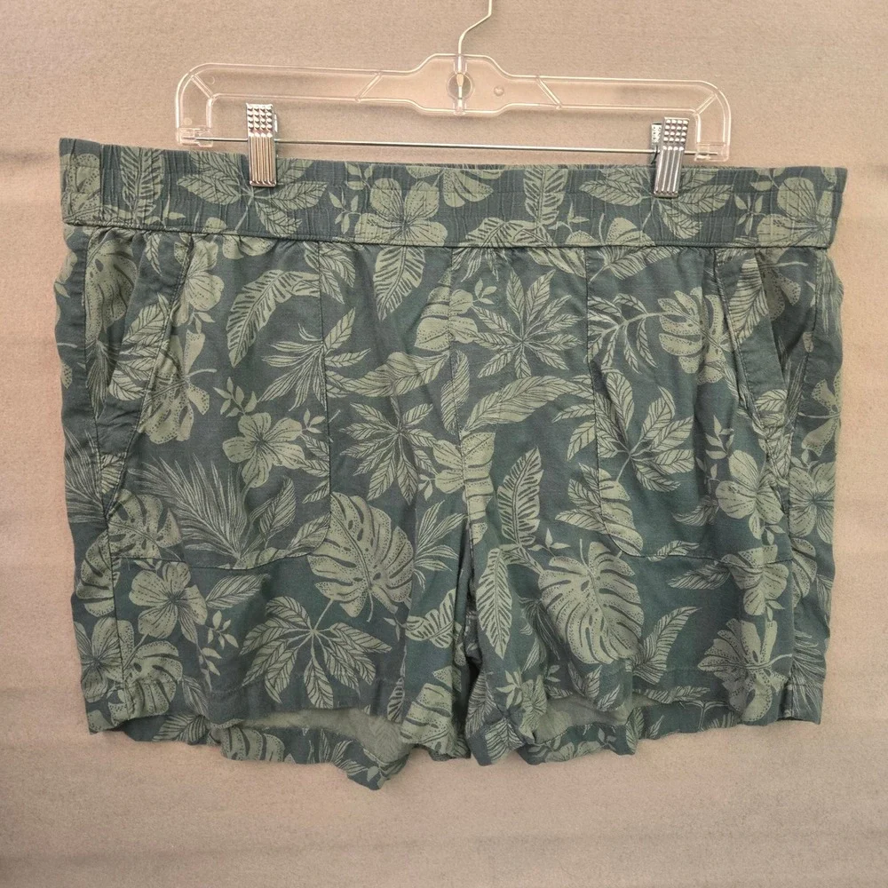 Sonoma Goods For Life Shorts XL Blue Green Tropical Floral Cotton Summer